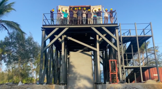 agnikul team standing on tower